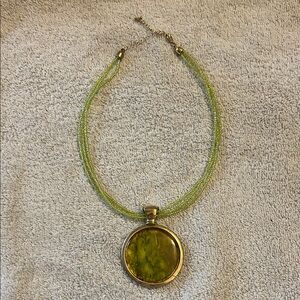 Erica Lyons Green Beaded Necklace with Gold Accents